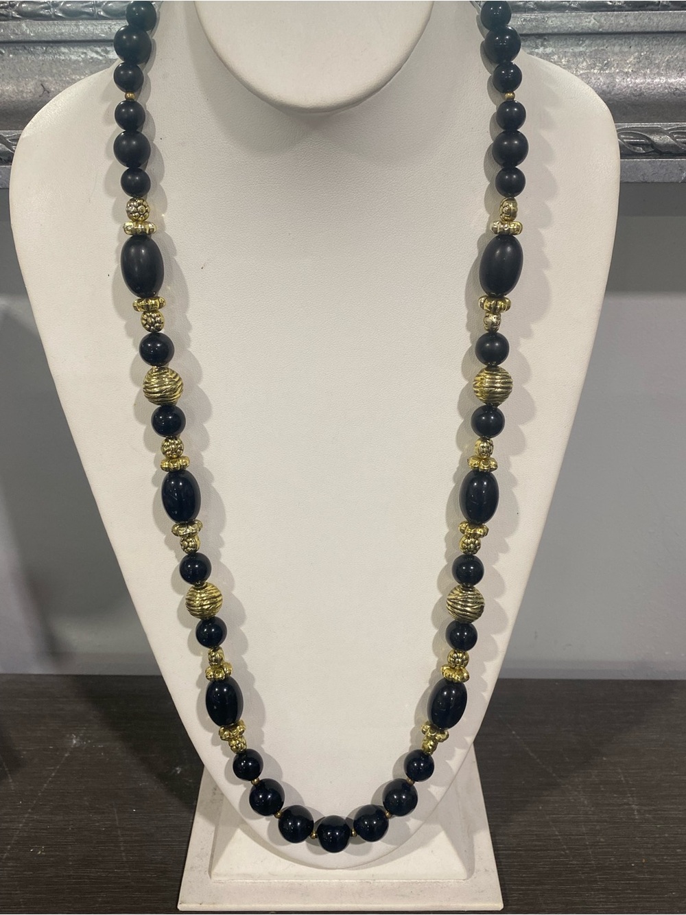 Classic Black and Gold Beaded Necklace